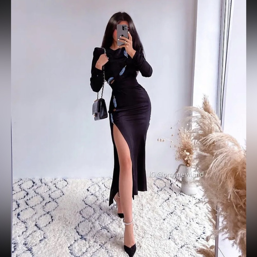 ZARA LEAF SATIN EFFECT DRESS - Picture 2 of 15